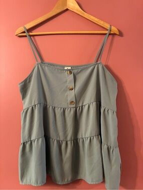 Paper Crane Sage Green Tiered Spaghetti Strap Camisole